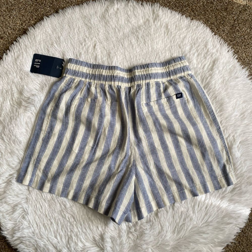 GAP High Waist Striped Shorts - Blue and Cream - Picture 2 of 8